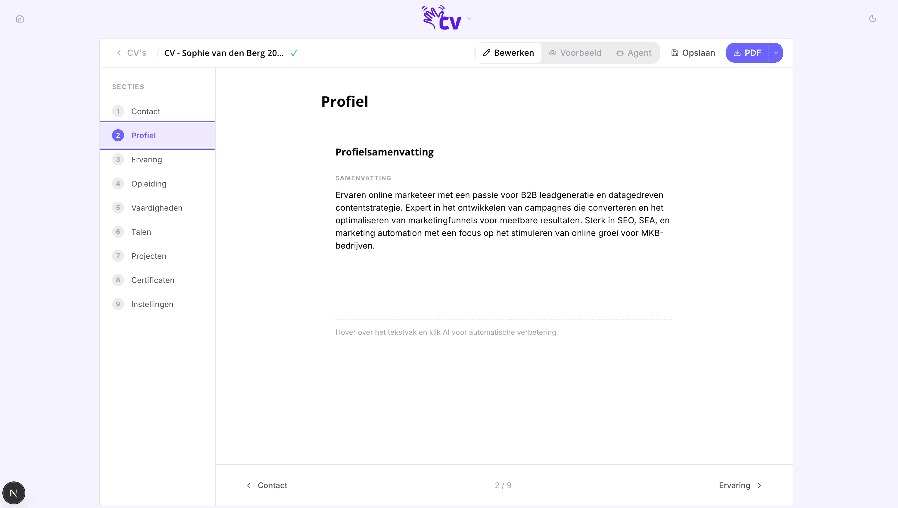 HeyCV CV editor